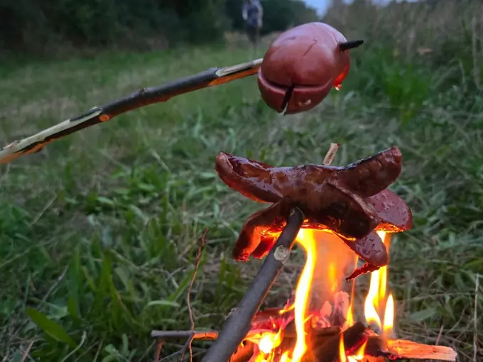 Špekáčky opékané nad ohněm
